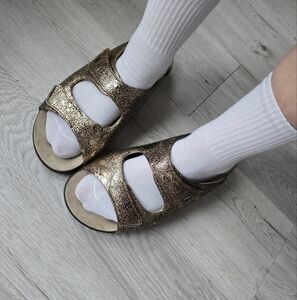 SAS | Relaxed metallic gold brown Bohemian sporty slide sandals | WMS 9